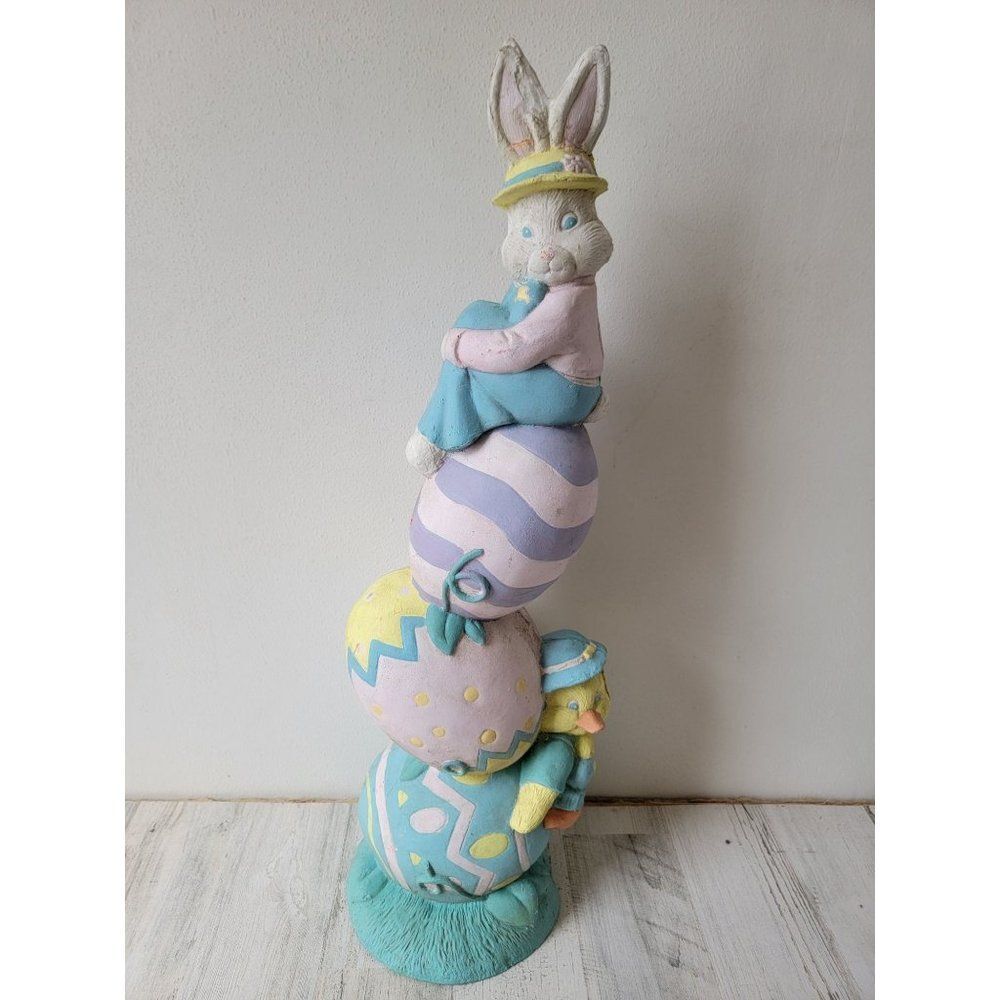Vintage Trendmasters 1996 Easter bunny rabbit stack duck egg‎ decor totem